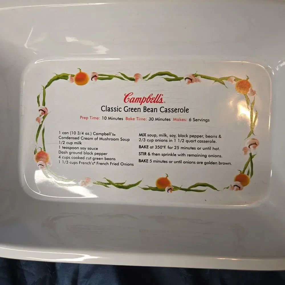 2013 Campbell's Green Bean Casserole Dish With Recipe and Baking Directions 12